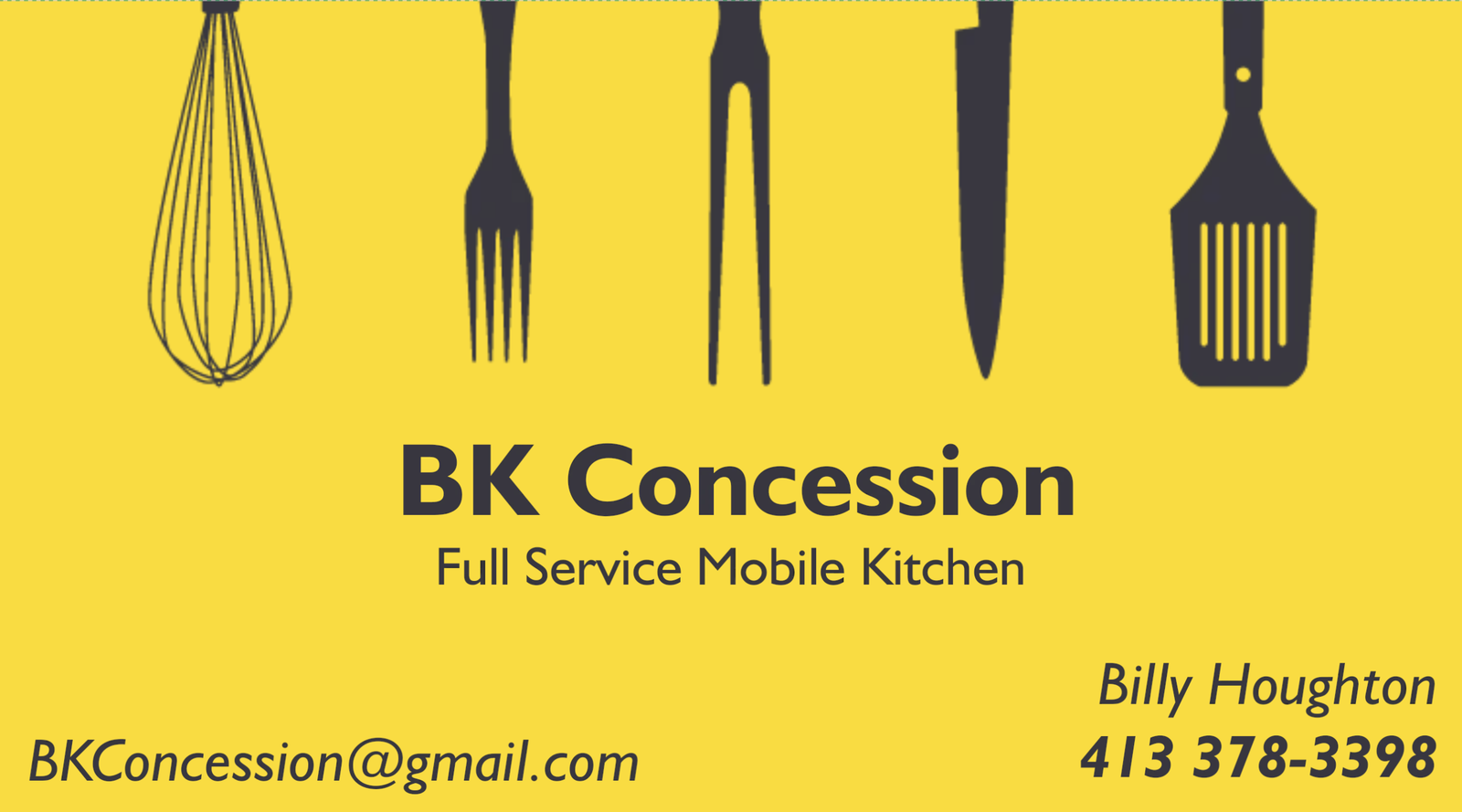 BK Concession business card.