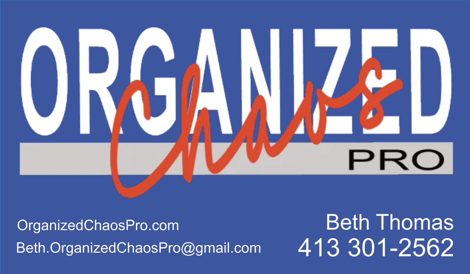 Organized Chaos Pro business card.