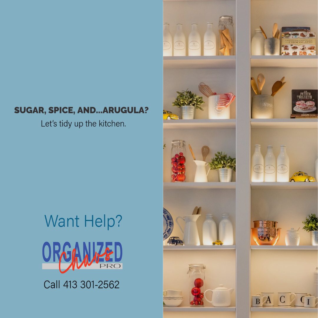 Social post: Sugar, spice, and… arugula? Let's tidy up the kitchen.
