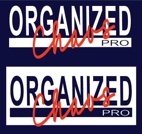 Organized Chaos Pro logo apparel treatments on navy.