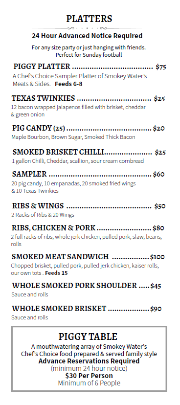 Platters menu board.