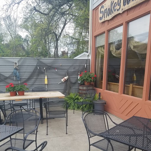 Smokey Water Rib Co patio with tables set up for guests.
