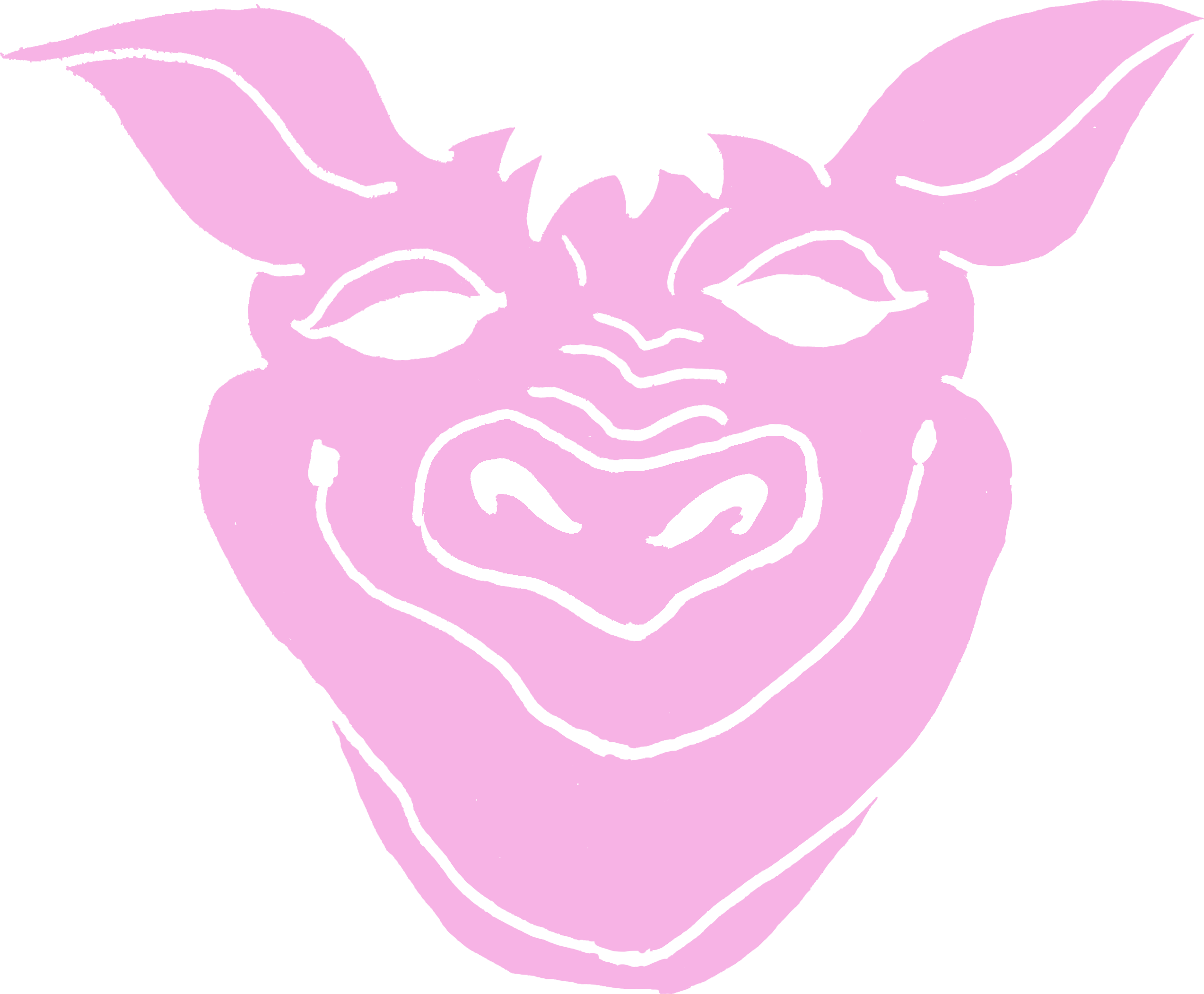 Pig head badge, pink colorway.
